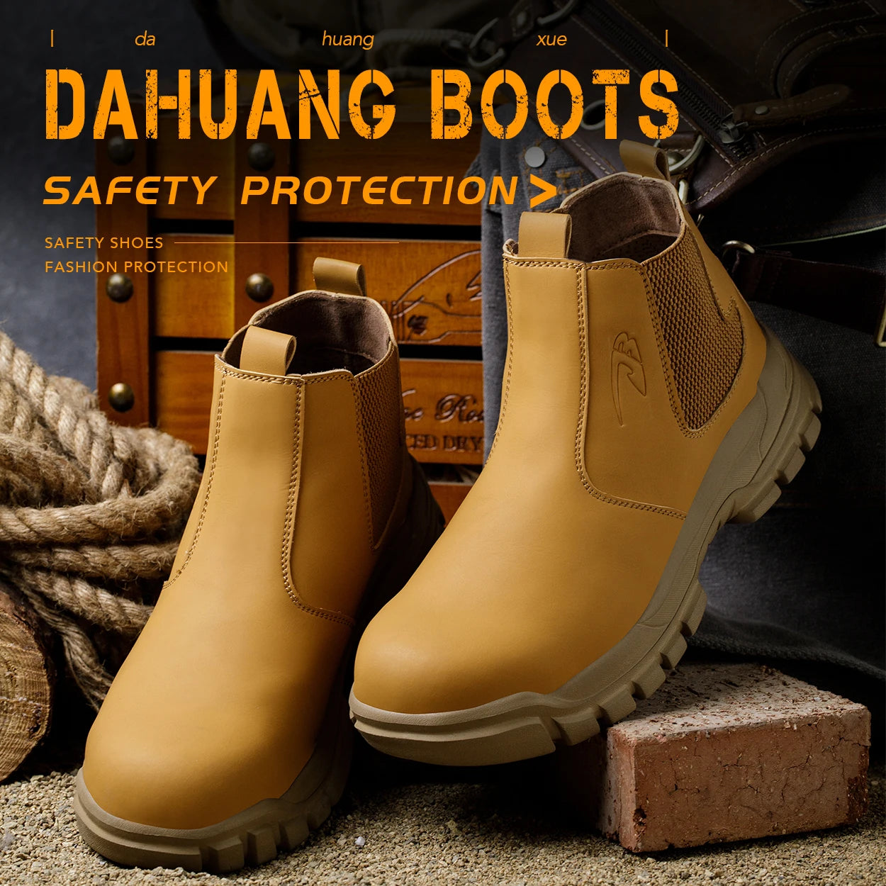 Waterproof Men's Safety Work Boots Steel Toe Shoes Anti Impact And Anti-Puncture Outdoor Adventure Hiking