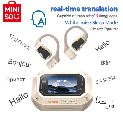 [AI Translator] MINISO M98 Wireless Headphones OWS Sports Bluetooth Earphones Gaming Headset ASMR APP Translation Earbuds IPX5