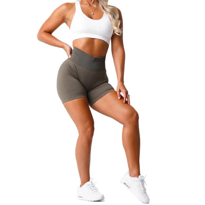 New Spandex Solid Seamless Shorts Women Soft Workout Tights Fitness Outfits Yoga Pants Gym Wear - MarvelouStoree