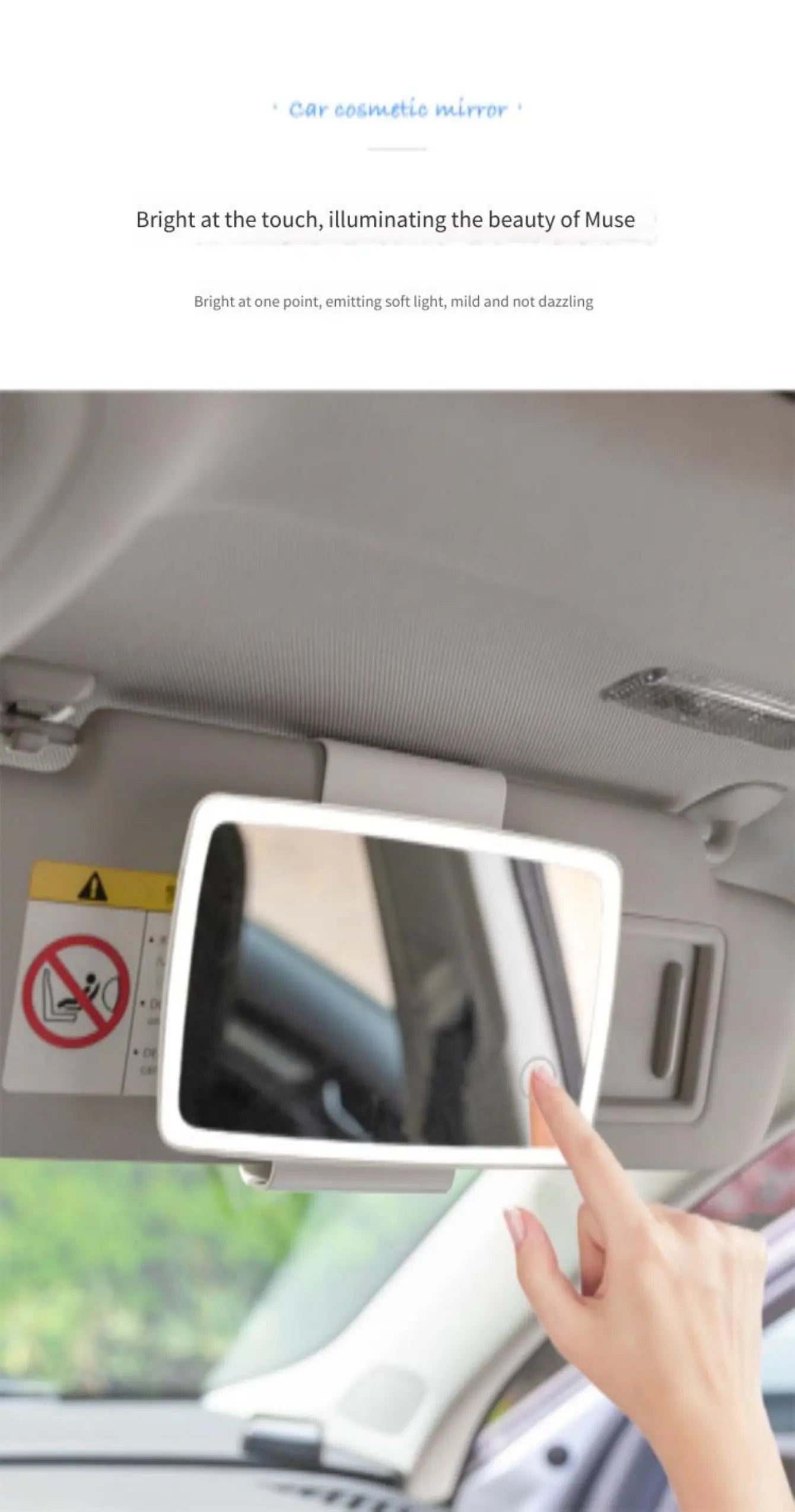 Car Sun Visor Vanity Mirror Rechargeable Touch Sensor Cosmetic Mirror Large Screen Car Vanity Mirr