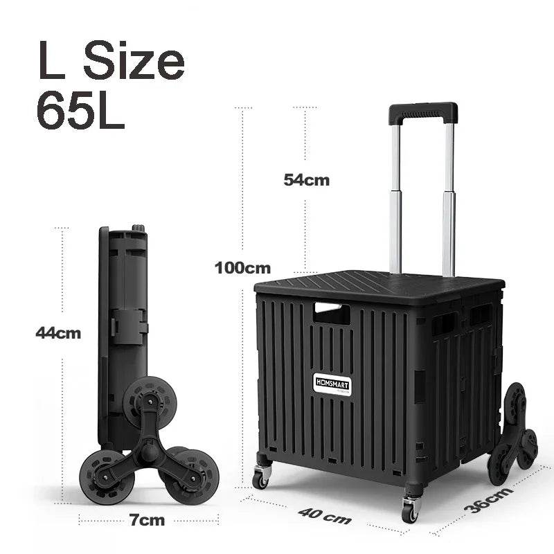 45/65L Folding The Folding Shopping Cart Trolley Portable Home Shopping Cart Folding cart with 2 /4 /8 Wheels - MarvelouStoree