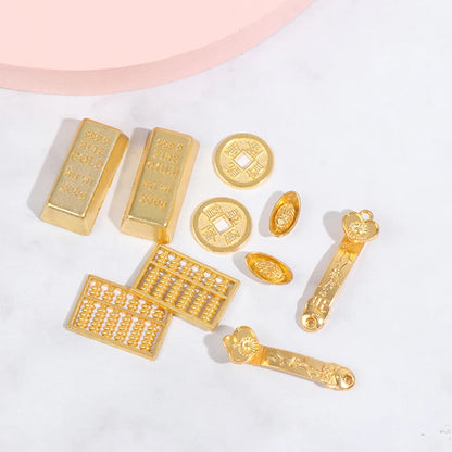 3/5/12pcs Feng Shui Auspicious Lucky Money Mascot Plastic/crystal Crafts Gold Ingot Decoration Crafts