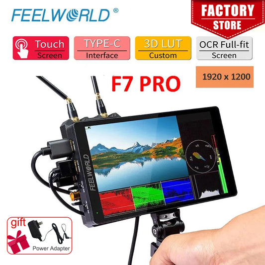 FEELWORLD F7 PRO 7" IPS Touch Screen3D LUT DSLR On-Camera Field Director Monitor HDMI 4K 60Hz HD with F970 External Power Pane