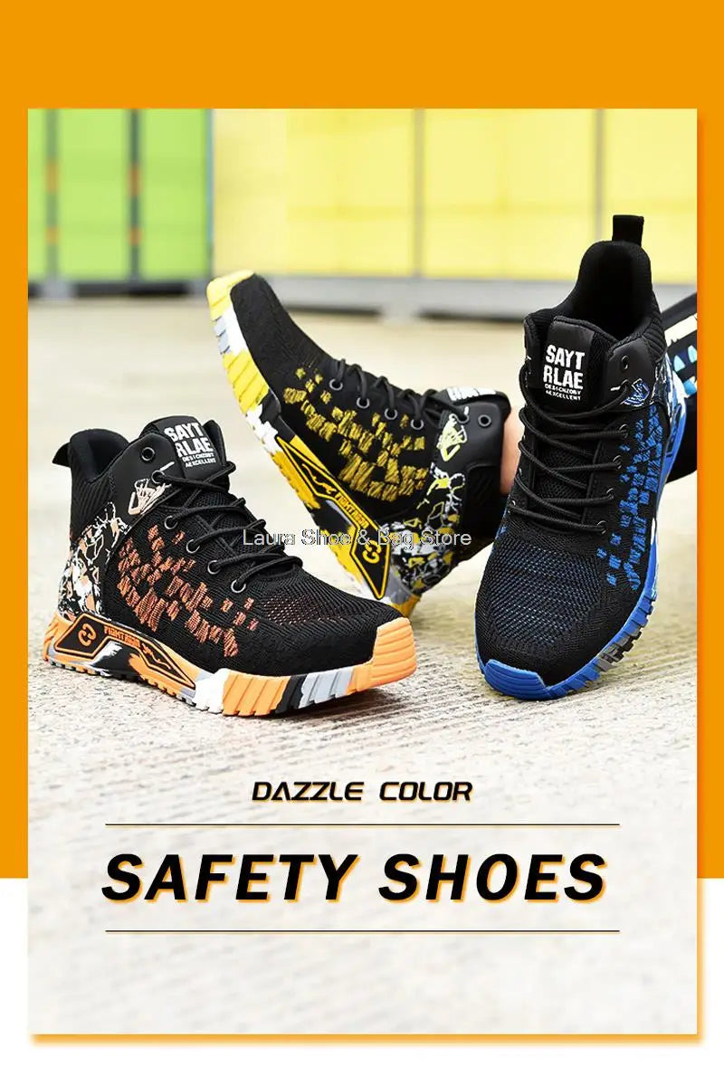 High Top Safety Shoes Men Steel Toe Work Shoes Men Women Work Safety Boots Anti Smash Safety Indestructible Work Boot Breathable