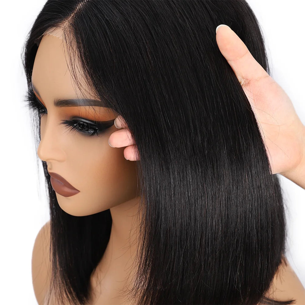 Wear And Go Glueless Wigs Human Hair Bob Straight Pre Cut Lace Front Wigs Human Hair Upgraded No Glue Lace Front Wigs For Women