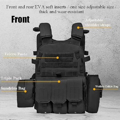 6094 Tactical Vest Nylon Gear Body Armor Combat Army CS Gear Hunting Plate Airsoft Wargame Pouch Camouflage Plate Carrier Vest - MarvelouStoree