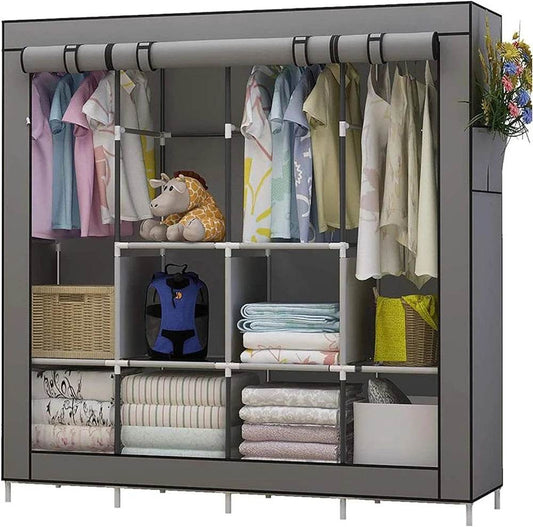 LEEGOHOME Portable Closet Large Wardrobe Closet Clothes Organizer with 6 Storage Shelves, 4 Hanging Sections 4 Side Pockets - MarvelouStoree