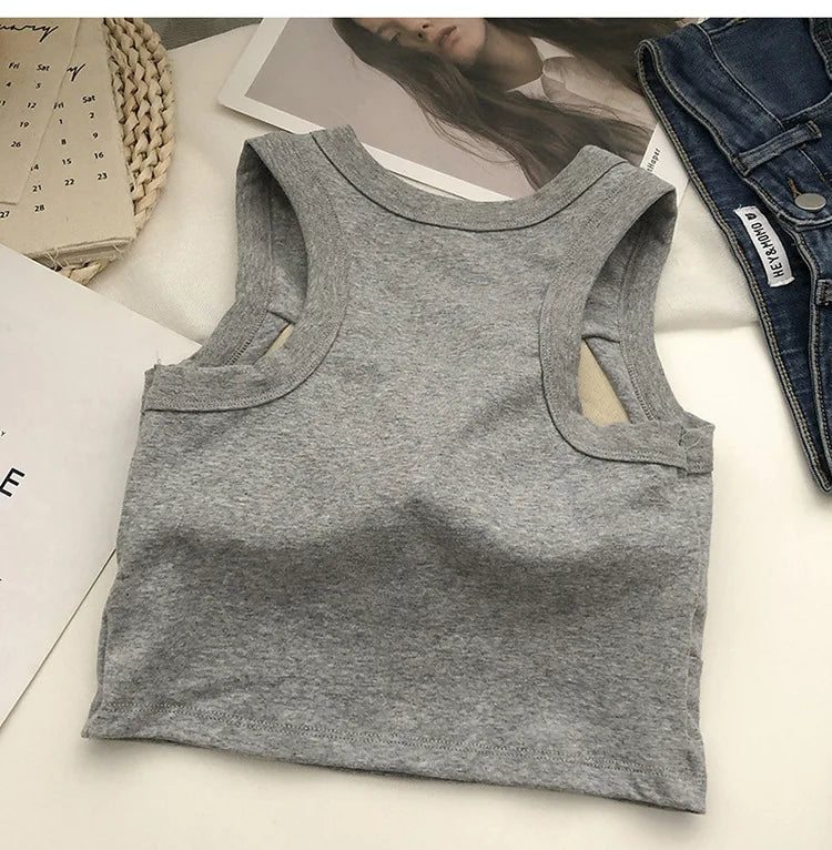 Y2k Girls Sexy Crop Tops Female Seamless One-piece Sports Bra Lingerie Underwear Female Summer Vest Camisole with Chest Pads