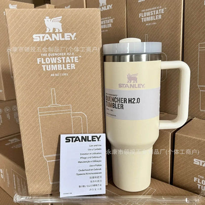 2024 alça tampa de palha aço inoxidável 30oz/40oz caneca de carro isolada a vácuo parede dupla térmica copo de viagem gelado - MarvelouStoree