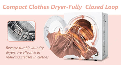 110V Portable Clothes Dryer 850W Compact Laundry Dryers 1.5 cu.ft Front Load Stainless Steel Electric Dryers Machine with