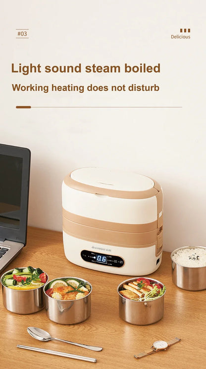 2L Smart Electric Lunch Box Heating Lunch Box Portable Steam Cook Pot Constant Temperature Heating Food Heater Office 220V