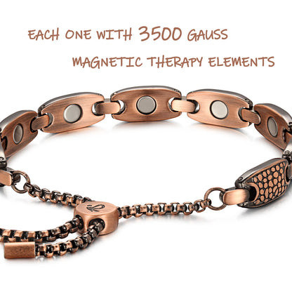 Rainso Spots Copper Bracelet For Women Healing Magnetic Bracelet Viking Arthritis Sleep Aid Adjust Chain 4in1 Bio Energy Jewelry