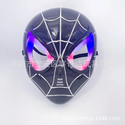 Marvel Luminous Mask Cosplay Costume Anime Spiderman Black Headgear Party Supplies Stage Performance Prop toys Halloween Gifts