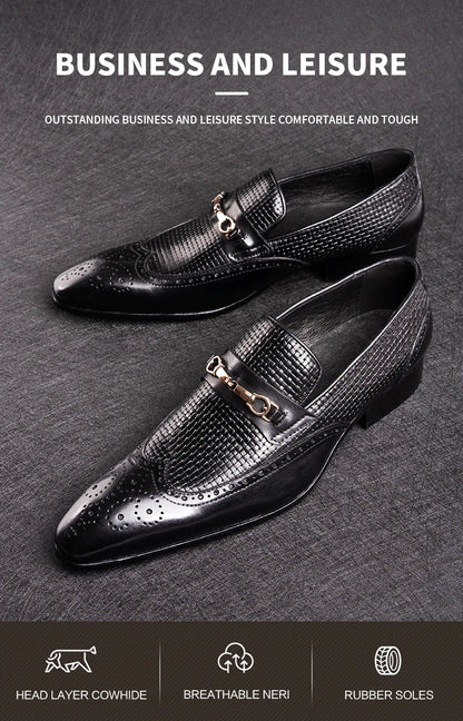 Fashion Business Casual Genuine Leather Shoes Handmade Party Wedding Wear Men Office Dress Shoe Big Size 39-50 Black Loafers