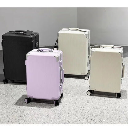 sushimu Suitcase Wide Handle Travel Suitcase Men 20 24 Carry-On Luggage Women PC Aluminum Frame Trolley Case