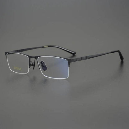 Business Pure Titanium Glasses Frame Men Fashion Square Half Rim Eyeglasses Unique Design Gold Color Eyewear Oculos 91065 - MarvelouStoree