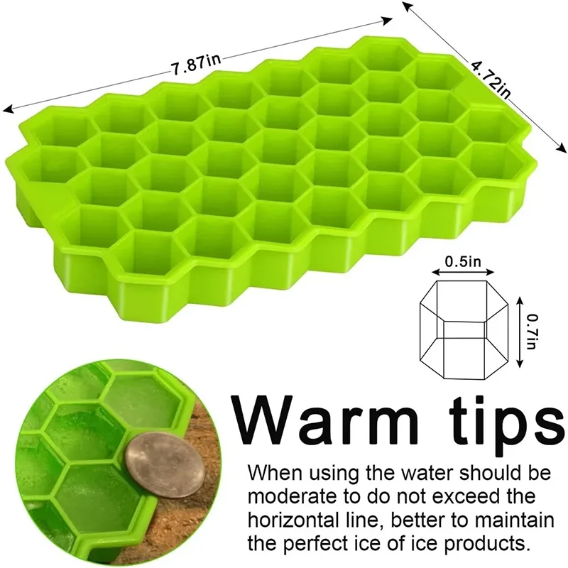 Large-capacity Ice Trays Silicone Mold Reusable Honeycomb Ice Cube Maker Food Grade Ice Maker with Lids Popsicle Mould Mold