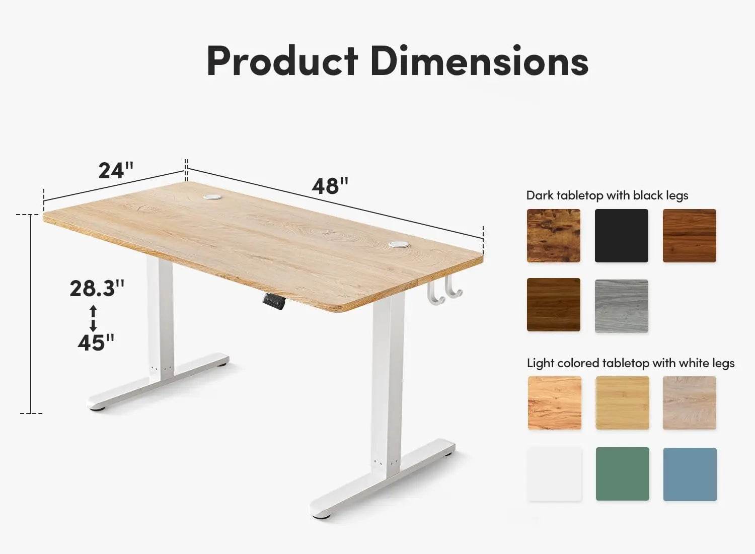 48 x 24 Inches Height Adjustable Stand up Desk, Sit Stand Home Office Desk, Computer Desk, Maple - MarvelouStoree