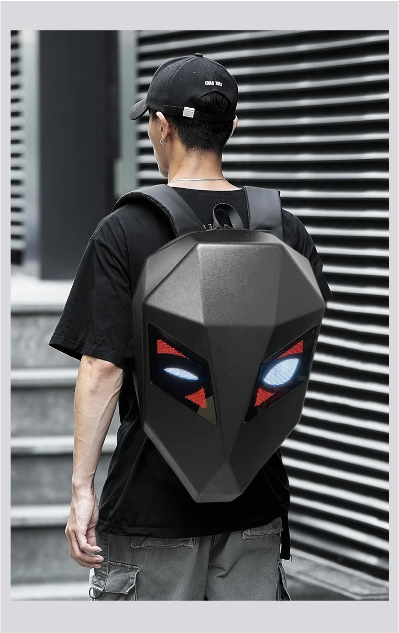 LED locomotive backpack Display scree APP backpack Business travel Laptop Cycling  Backpack Men outdoor eyes bag for motorcycle