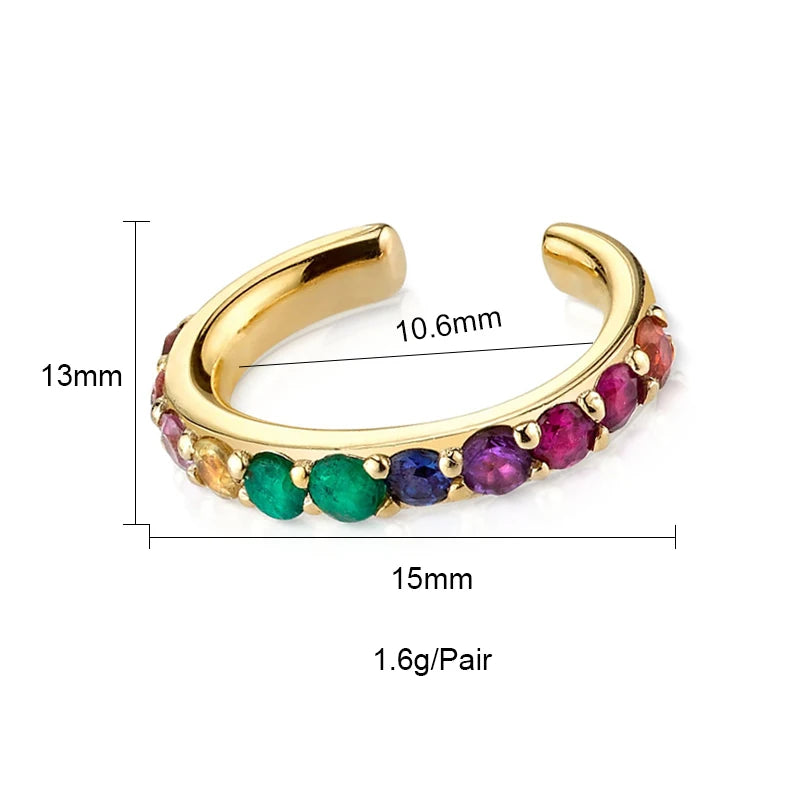 KEYOUNUO Gold Filled Stud Earrings Set For Women Ear Cuffs Colorful Zircon Dangle Hoop Earrings Fashion Party Jewelry Wholesale