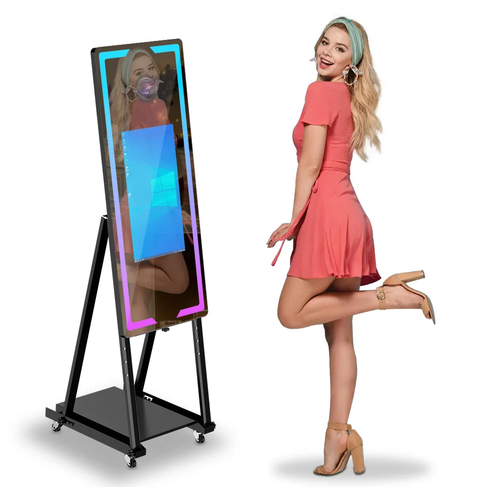 40 65in Touch Screen Magic Mirror Photo Booth Machine With mini PCPortable Selfie Mirror Photo Booth Kiosk For Parties Events