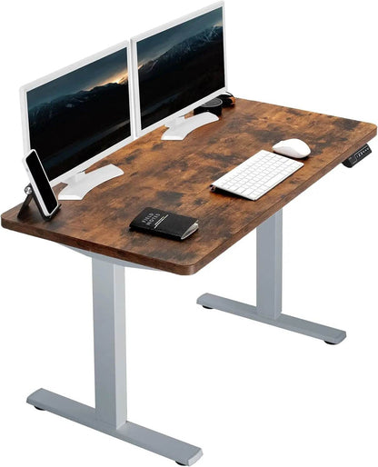 Electric Rustic Standing Desk Workstation, Memory Controller Height Adjustment Particle Board, Steel Computer Standing Desk - MarvelouStoree