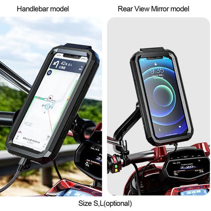 Waterproof Mobile Bike Phone Case Bicycle Motorcycle Phone Holder Handlebar Rear View Mirror Installation For 4.7-6.8 inch Phone