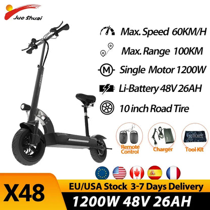 Jueshuai X60 Electric Scooter for Adults 90KM/H Speed Fast 100KM Powerful Electric Scooter Hydraulic Brake 30AH Battery Capacity