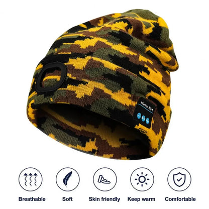 Hands-free Beanie Rechargeable Bluetooth Led Hat Headset Bright Wireless Music Headphone Player Winter Warm Cap Night Jogging