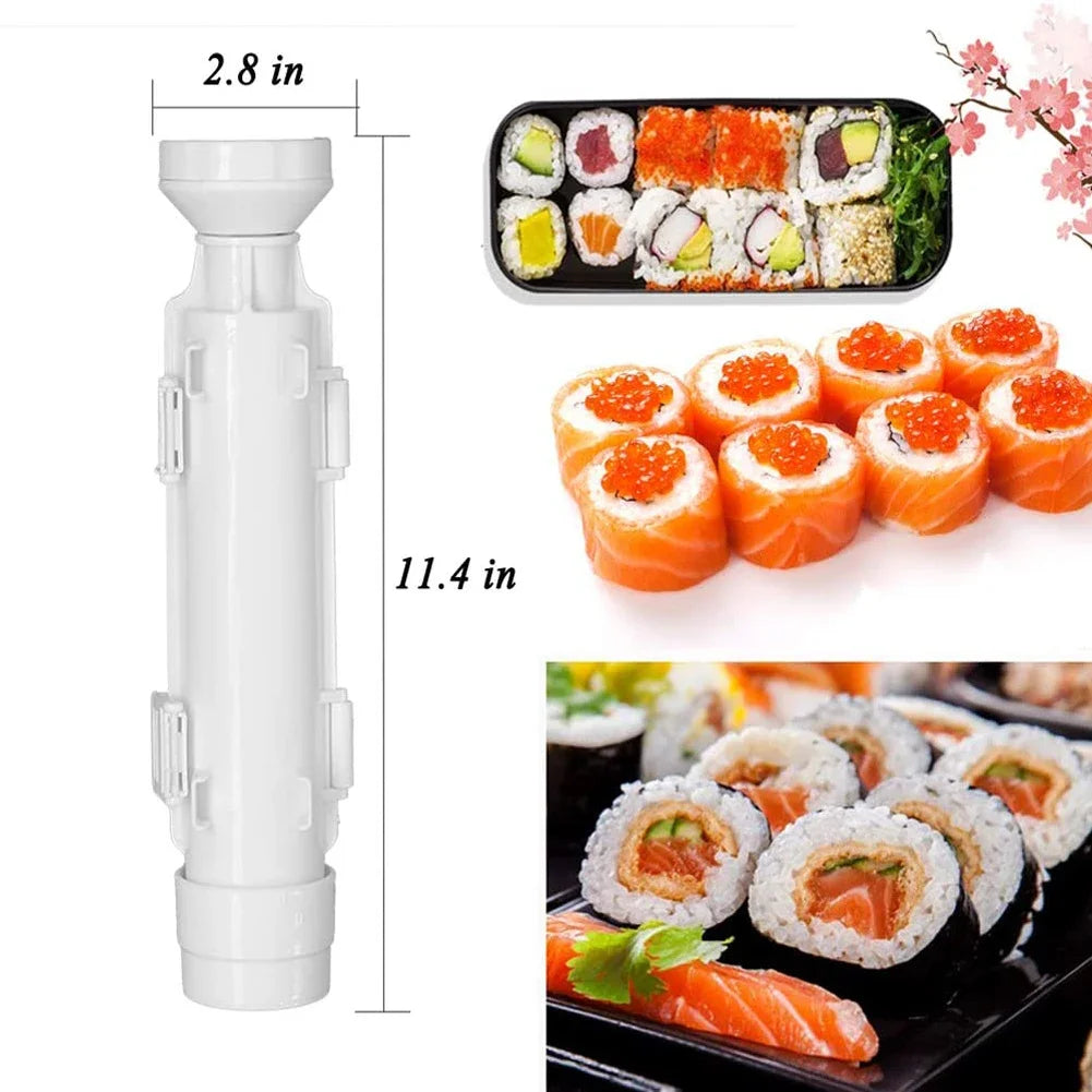 DIY Sushi Maker Set Machine Rice Mold Bazooka Roller Kit Perfect Kitchen Tool for Making Vegetarian and Meat Sushi Rolls