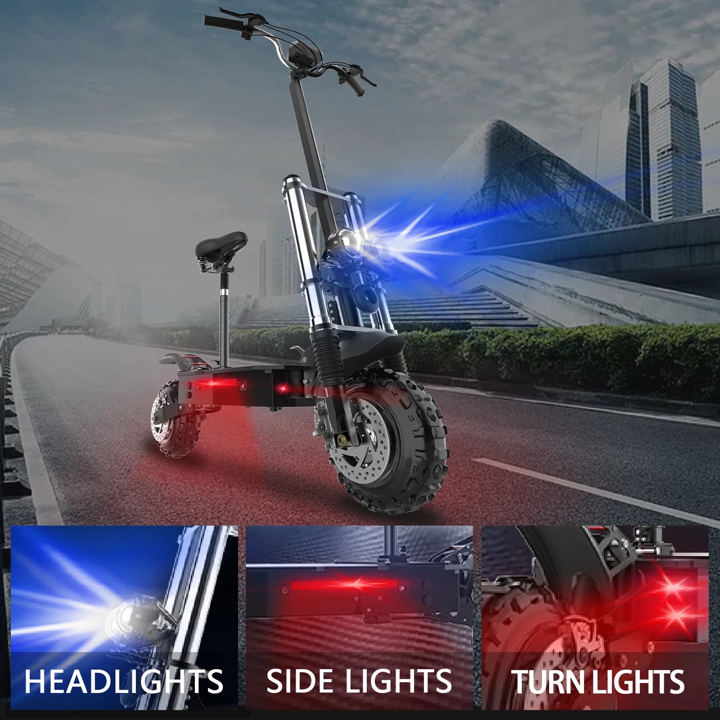 6000W Dual Motor Powerful Electric Scooter 85KM/H Max Speed Folding Electric Scooter 72V 20AH Large-Capacity Battery for Adults