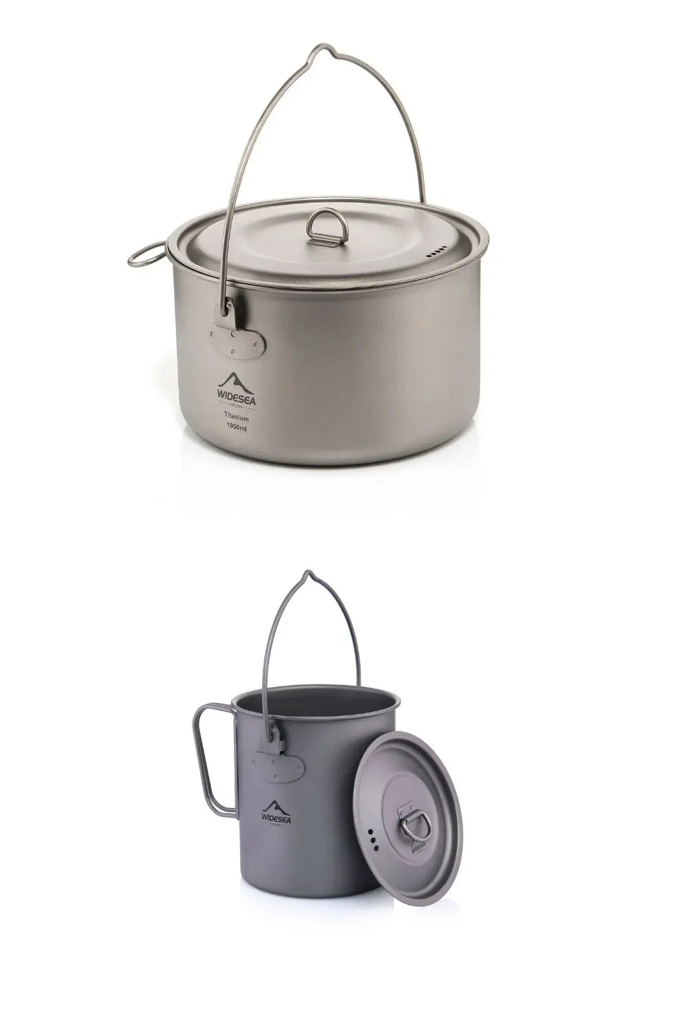 Widesea Camping Tableware Titanium Cookware Set Tourism Cauldron Outdoor Cooking Pot Frying Pan Picnic Kitchen Hiking Trekking