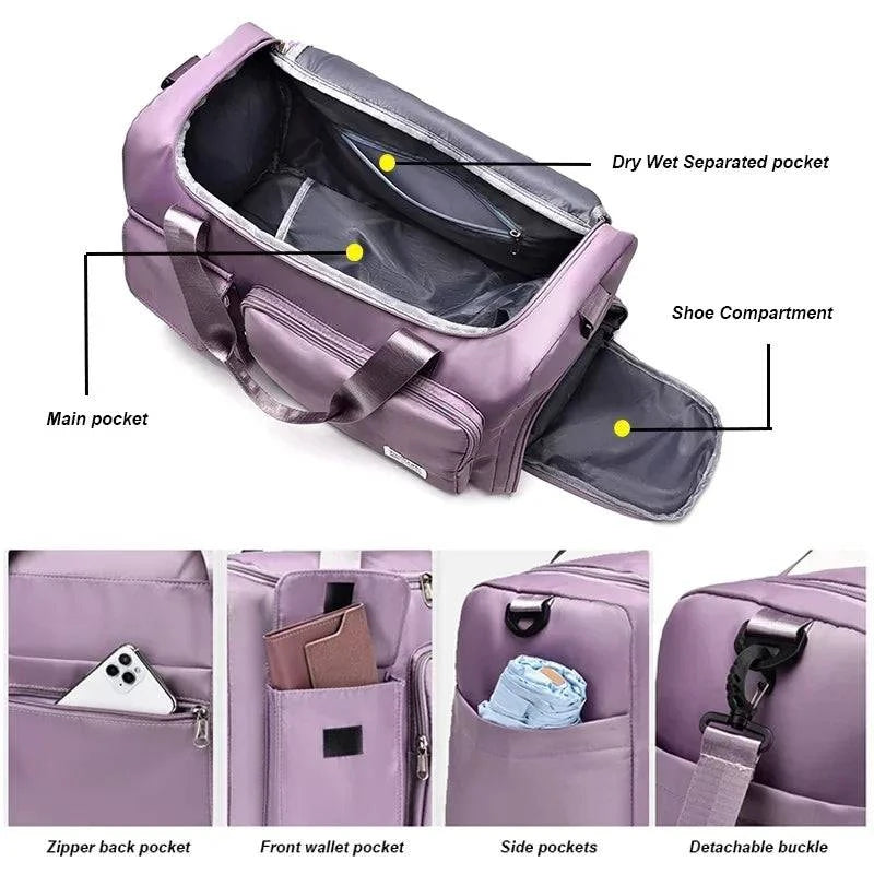 Carry On Travel Bag Large Capacity Weekender Overnight Duffle Bags with Shoe Compartment Sports Fitness Bags for Women 2024