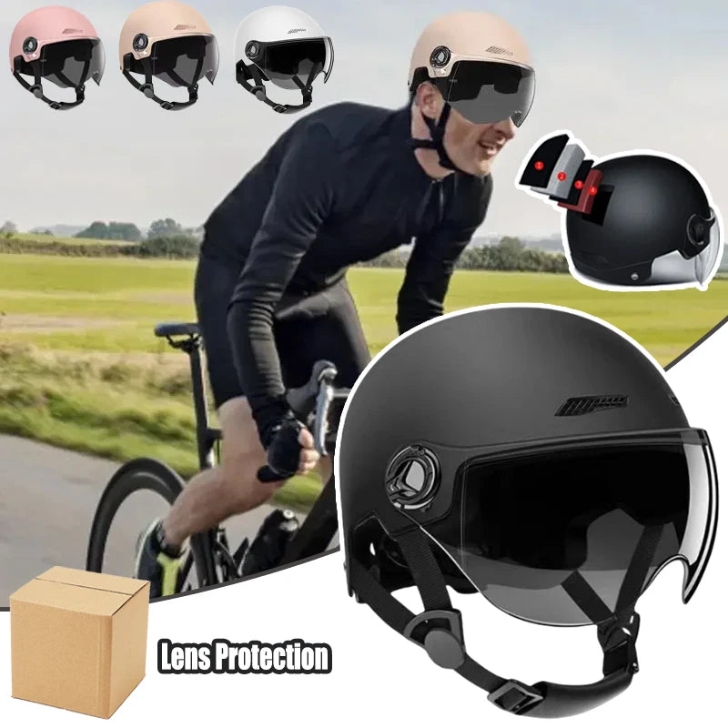 Bicycle Helmet Safe and Comfortable Adult Lightweight Helmet with Goggles for Motorcycle Electric Vehicle Mountain Bike