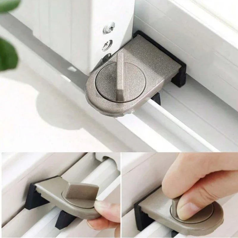 Window Safety Lock Aluminum Alloy Sliding Lock Sliding Door Anti-theft Lock Adjustable Buckle Window Stopper Lock for Home