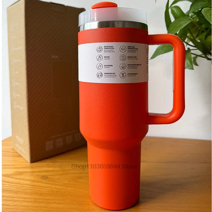 40Oz Stainless Steel Vacuum Insulated Tumbler Cups Brand With Lids And Straws Handle Straw Leakproof Flip Coffee Mugs