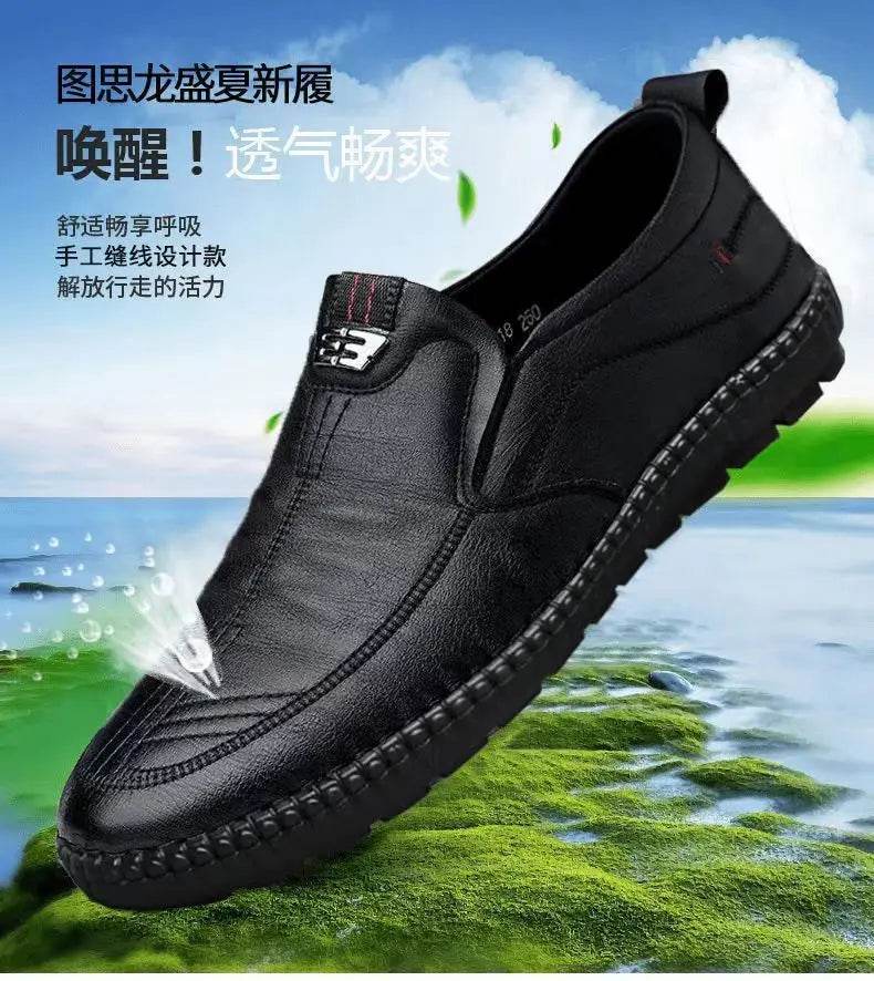 Mens Leather Loafers Non Slip Walking Flats Breathable Outdoor Slip on Casual Shoes for Male Work Office Driving Sneakers2 - MarvelouStoree