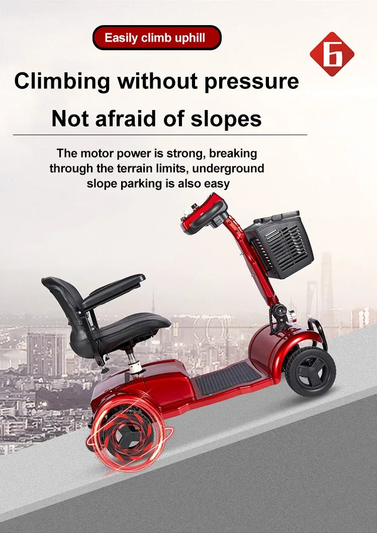 New Folding Electric Scooter for Elderly and Disabled Armrest Seat Adults 4 Wheels Leisure Portable Mobility Scooter 300W24V20AH