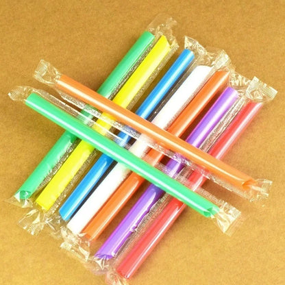 100pcs Disposable Straws Multicolor Wide Large MilkTea Milkshake Plastic Drinking Straws for Wedding Party Bar Accessories