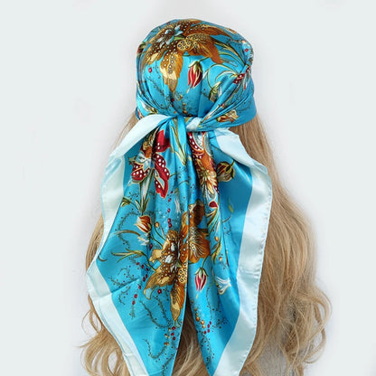 new 90*90cm fashion Silk Scarf Scarftop Headwraps Women Vintage Four Seasons Hair Scarve Hijab Foulard Bandana Femme Headscarf