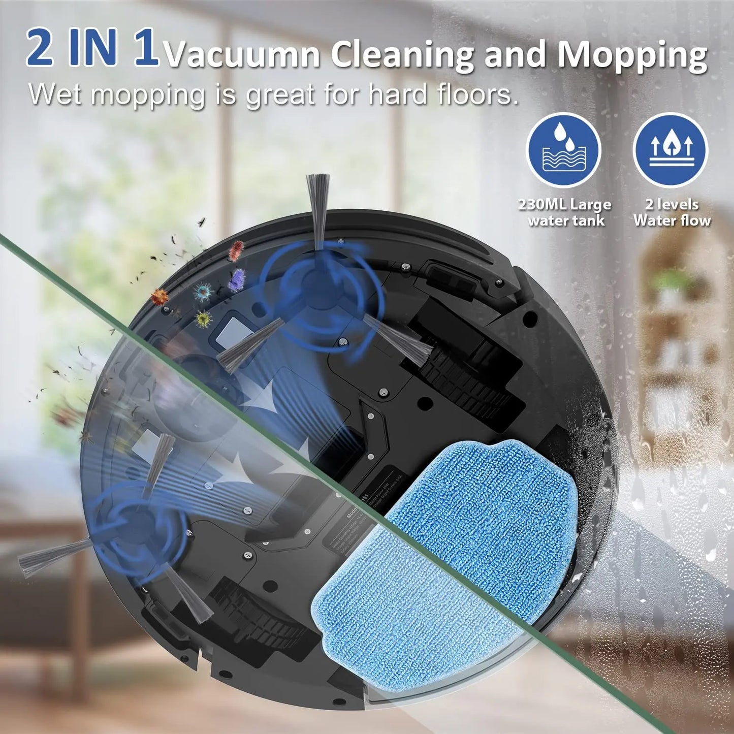 ZCWA BR151 Robot Vacuum Cleaner Auto Charging 6000Pa Power App Control Water Tank Wet  Robot Vacuum Cleaner Electric Sweeper