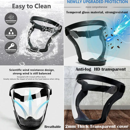 Super Protective Face Shield Anti-Fog Full Face High-Definition Protective All-Inclusive Face Protection for Adults Reusable