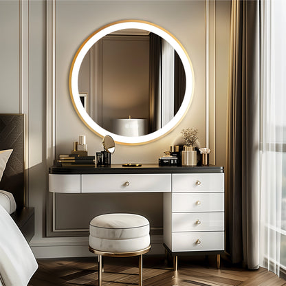 Wisfor 28x36 LED Lighted Bathroom Mirror with Bluetooth Speaker Smart Wall Vanity Mirror Anti-Fog Dimming 3 Lights