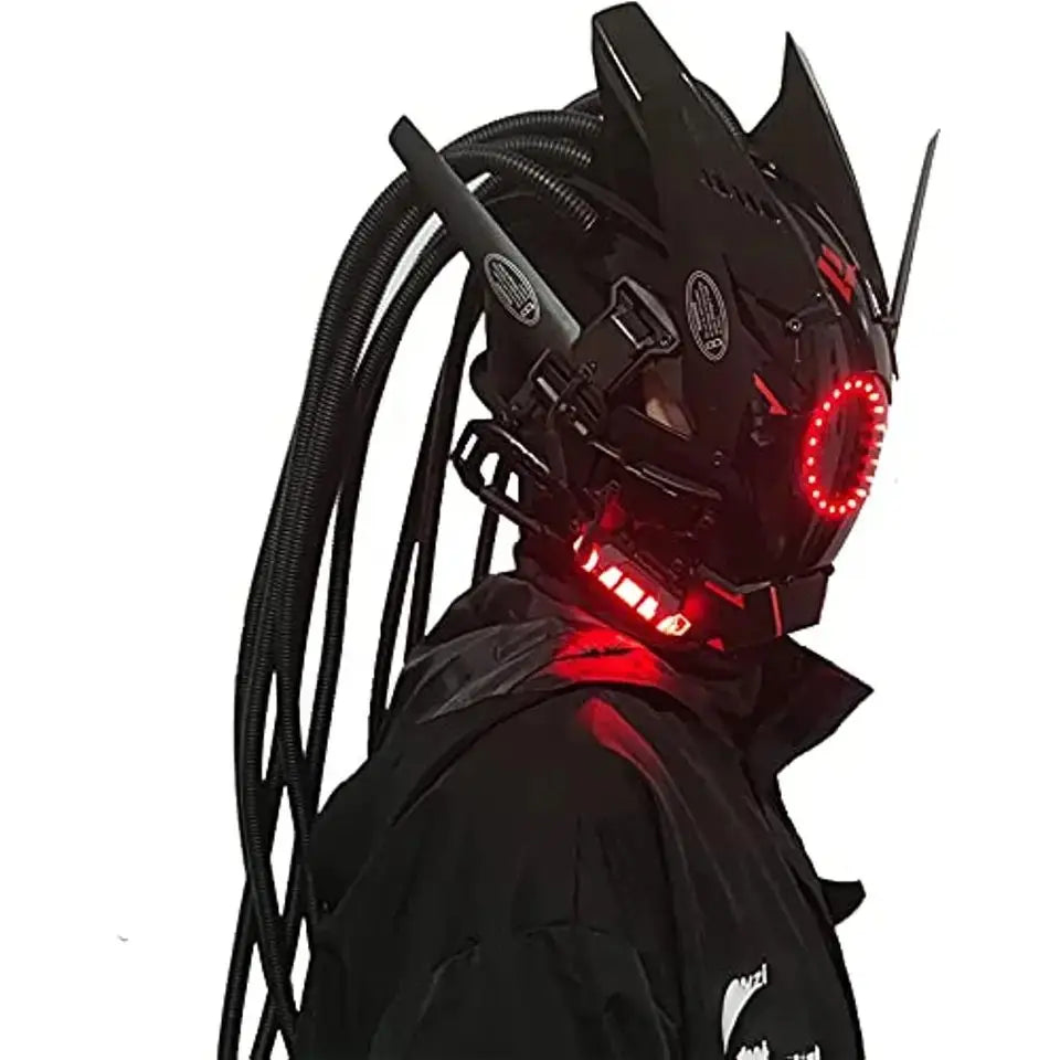 Cyberpunk Mask Led Lighting Cosplay Helmet Halloween Christmas Gift Music Festival Party For Adults