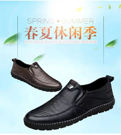 Mens Leather Loafers Non Slip Walking Flats Breathable Outdoor Slip on Casual Shoes for Male Work Office Driving Sneakers2