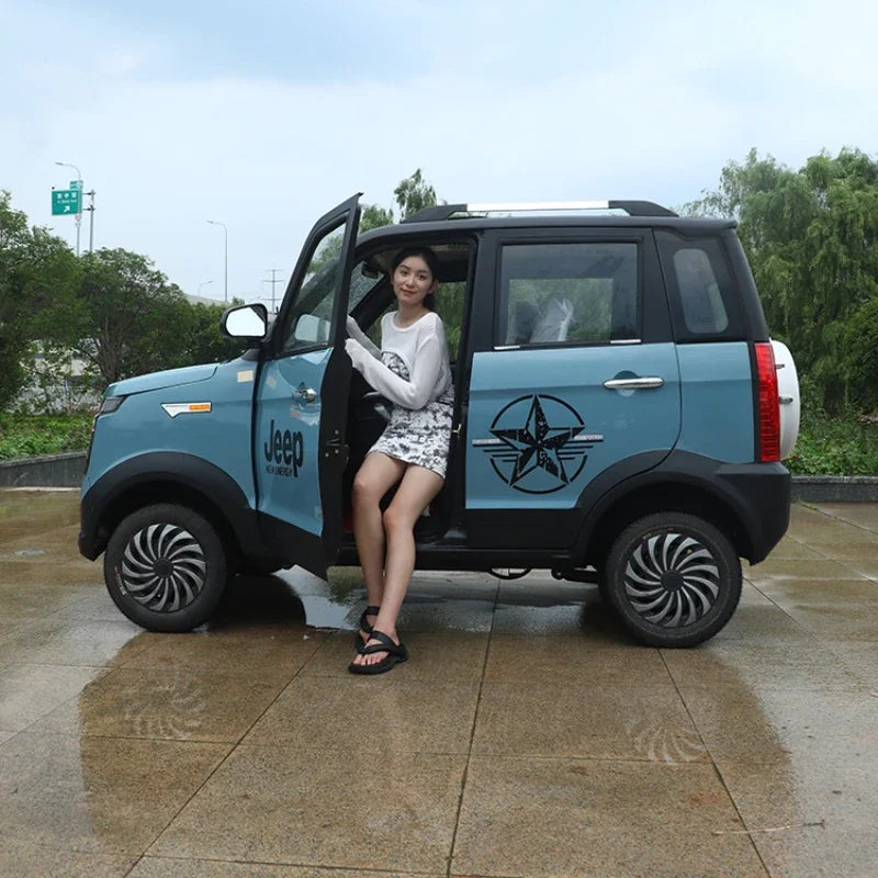 Four wheel electric vehicle for household use, women's transportation, air conditioning, oil electric hybrid new energy vehicle,