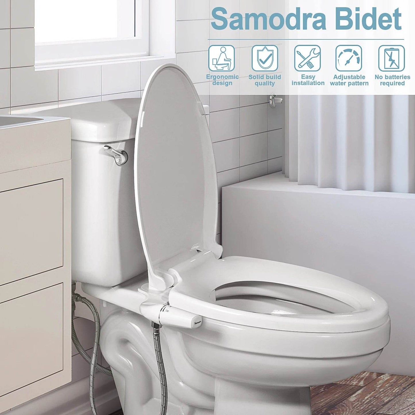 SAMODRA Bidet Attachment Ultra-Slim Toilet Seat Attachment Dual Nozzle Bidet Adjustable Water Pressure Non-Electric Ass Sprayer - MarvelouStoree