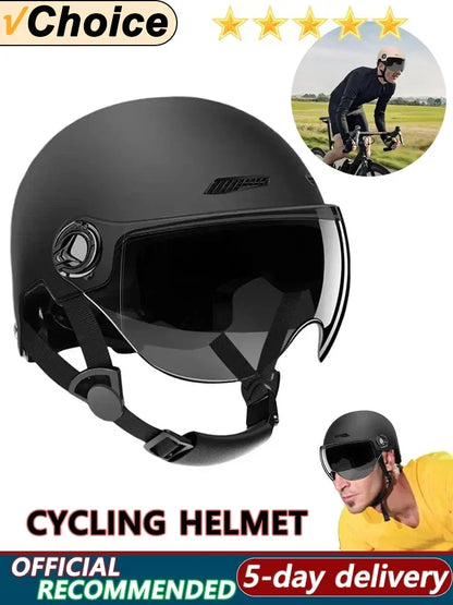 Bicycle Helmet Safe and Comfortable Adult Lightweight Helmet with Goggles for Motorcycle Electric Vehicle Mountain Bike