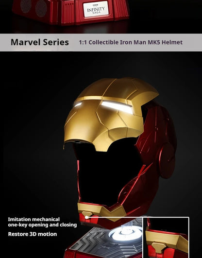 2024 New 1:1 Collection Iron Man Mk5 Helmet Black Gold Black Silver Touch Luminous Cool Handsome Helmet Halloween Birthday Gift