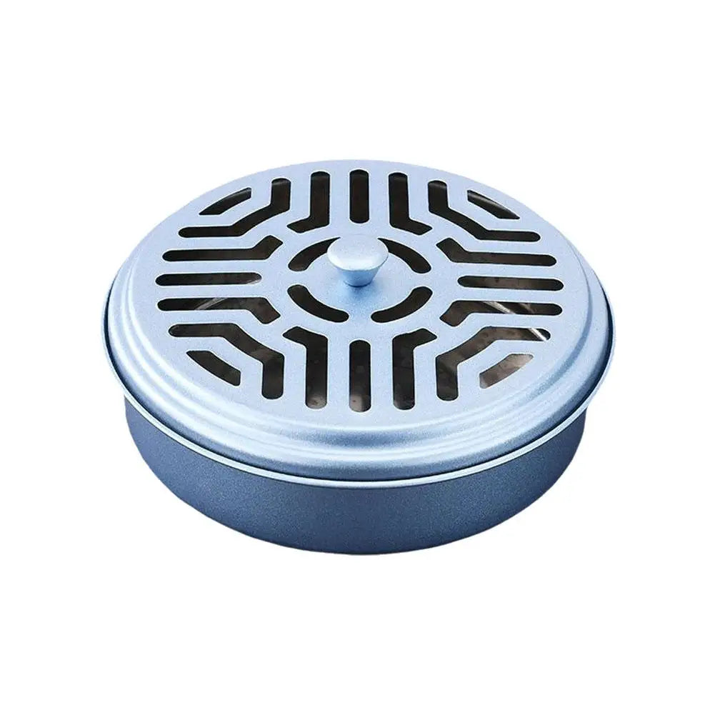 1PCS Stainless Steel Mosquito Coil Tray With Cover Mosquito Portable Coil Windproof Repellent Incense Stand Outdoor R1I2